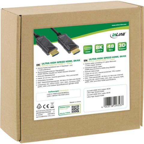 HDMI AOC cable, High Speed HDMI with Ethernet, 8K/4k, M/M - Afbeelding 2